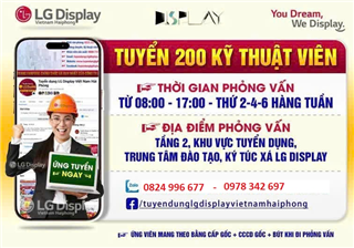 Công ty TNHH LG Display Việt Nam Hải Phòng tuyển dụng kỹ thuật viên năm 2025